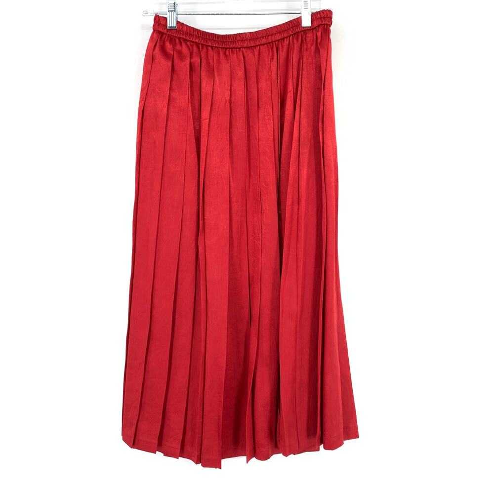 VTG Rodier 2 Piece Long Sleeve Top + Pleated Skirt Set Womens Size 42 US 10 Red - Picture 3 of 13